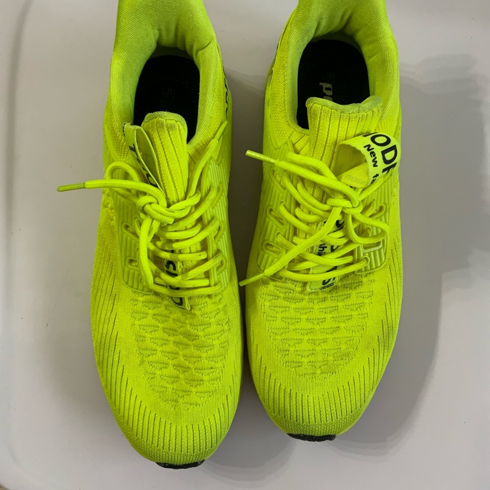Vibrant Yellow Sneakers with Breathable Knit Design